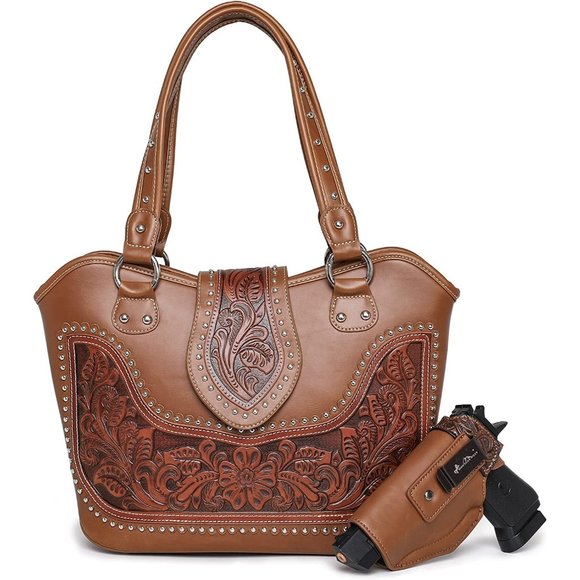 Handbags - Montana West Women's Western Handbag Tooling Shoulder Bag Concealed Carry Purse